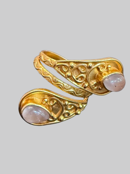 Scrollwork Rose Quartz Open Wrap Ring