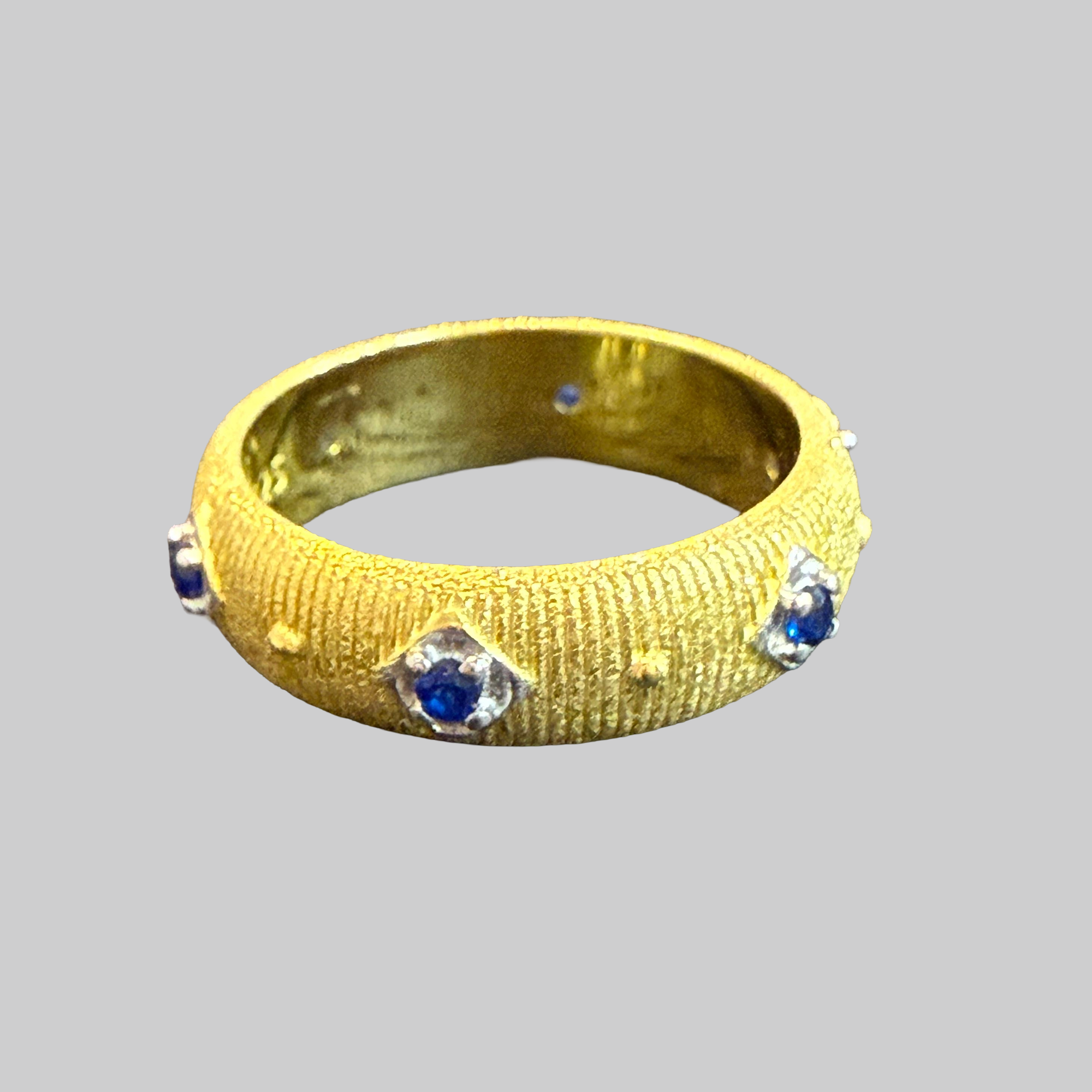 Textured Blue Stone Studded Band Ring