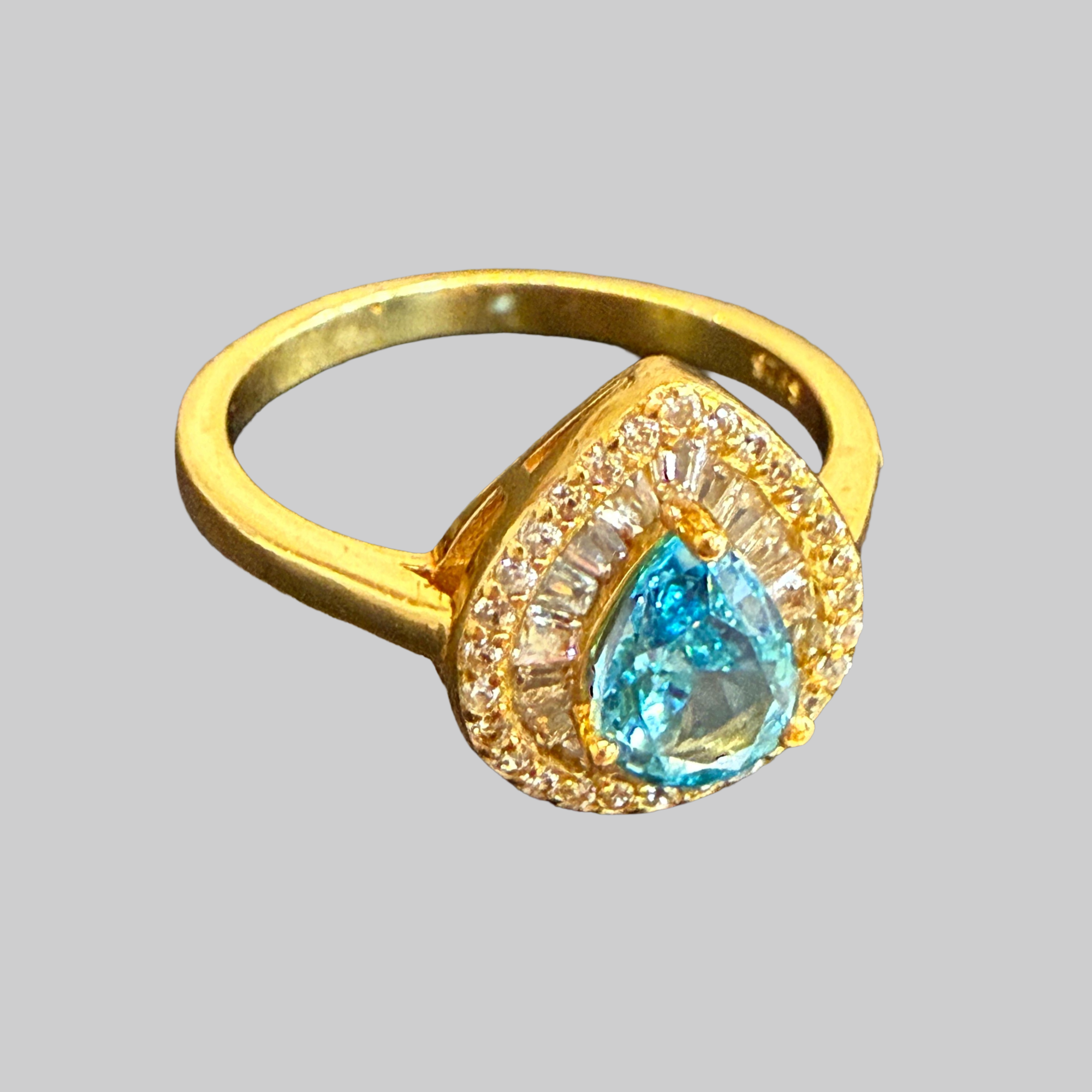 Ocean Teardrop Halo Ring