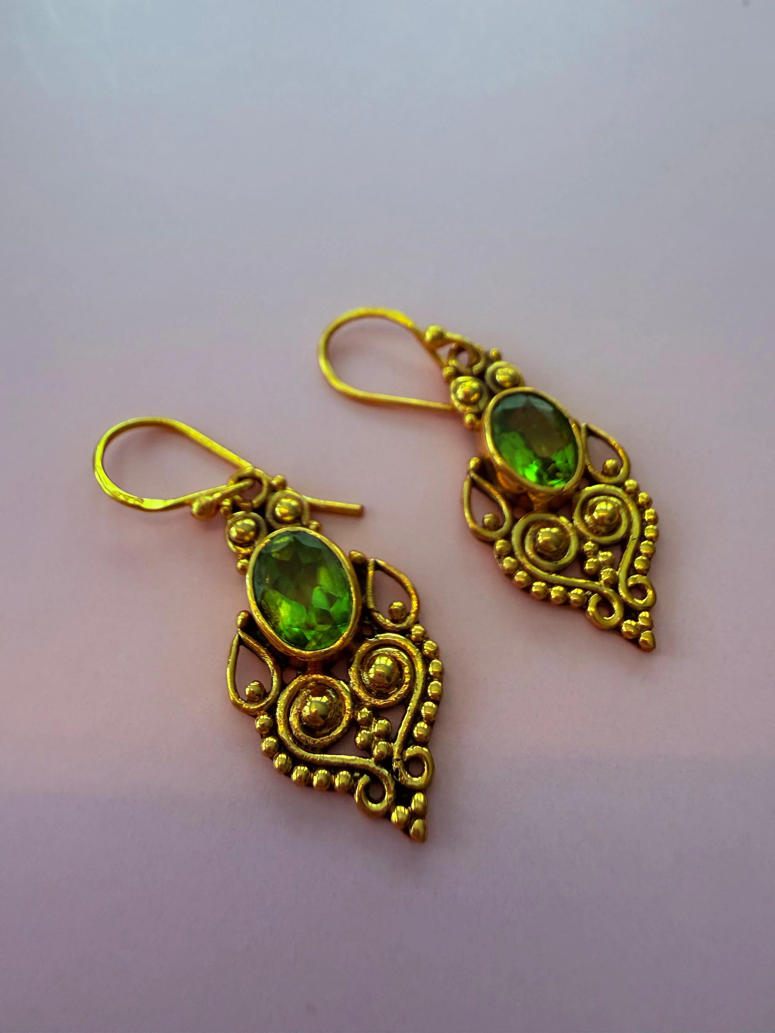 Emerald Glow Antique Drop Earrings