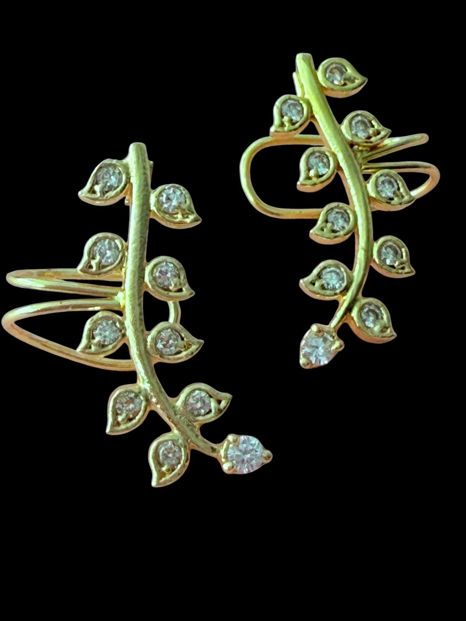 Crystal Leaf Vine Ear Cuffs