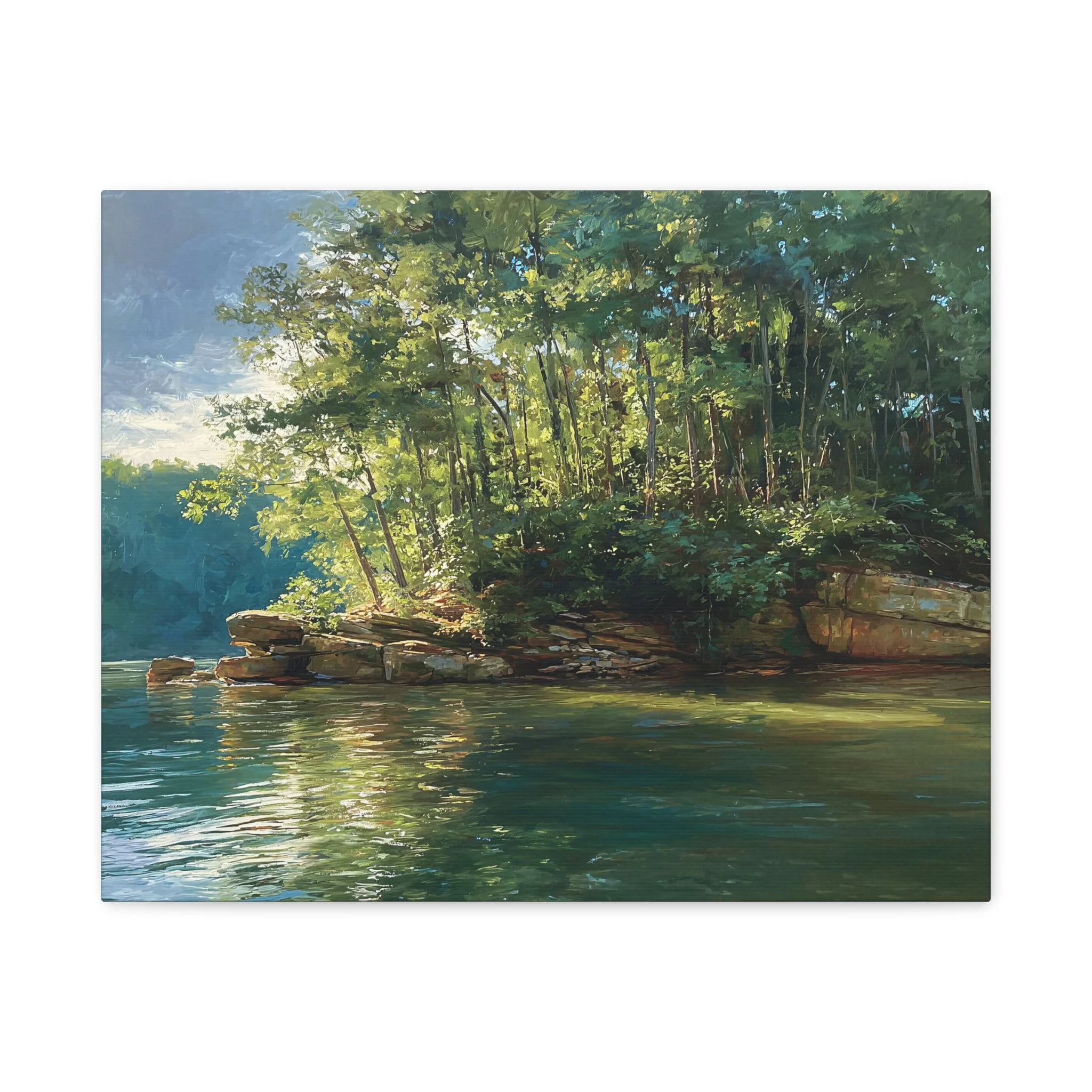 Evening Along Quiet Banks Laurel River Lake canvas art with wooded Kentucky bank