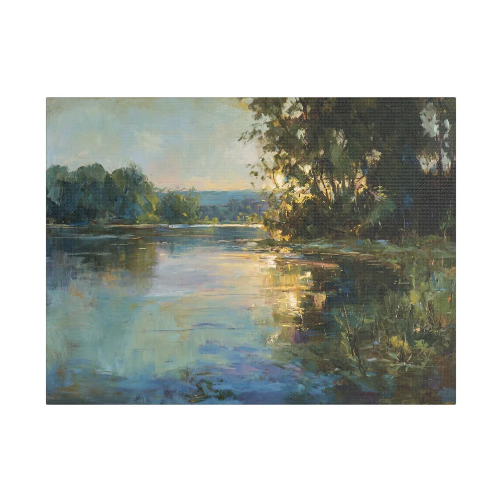 Blue Hills with Lilac Water straight-on gallery-wrapped Canvas product view