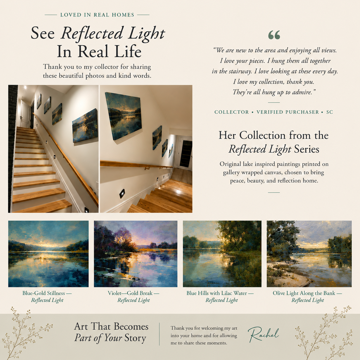 Reflected Light in a Real Home | Lake-Inspired Canvas Art in a South Carolina Home