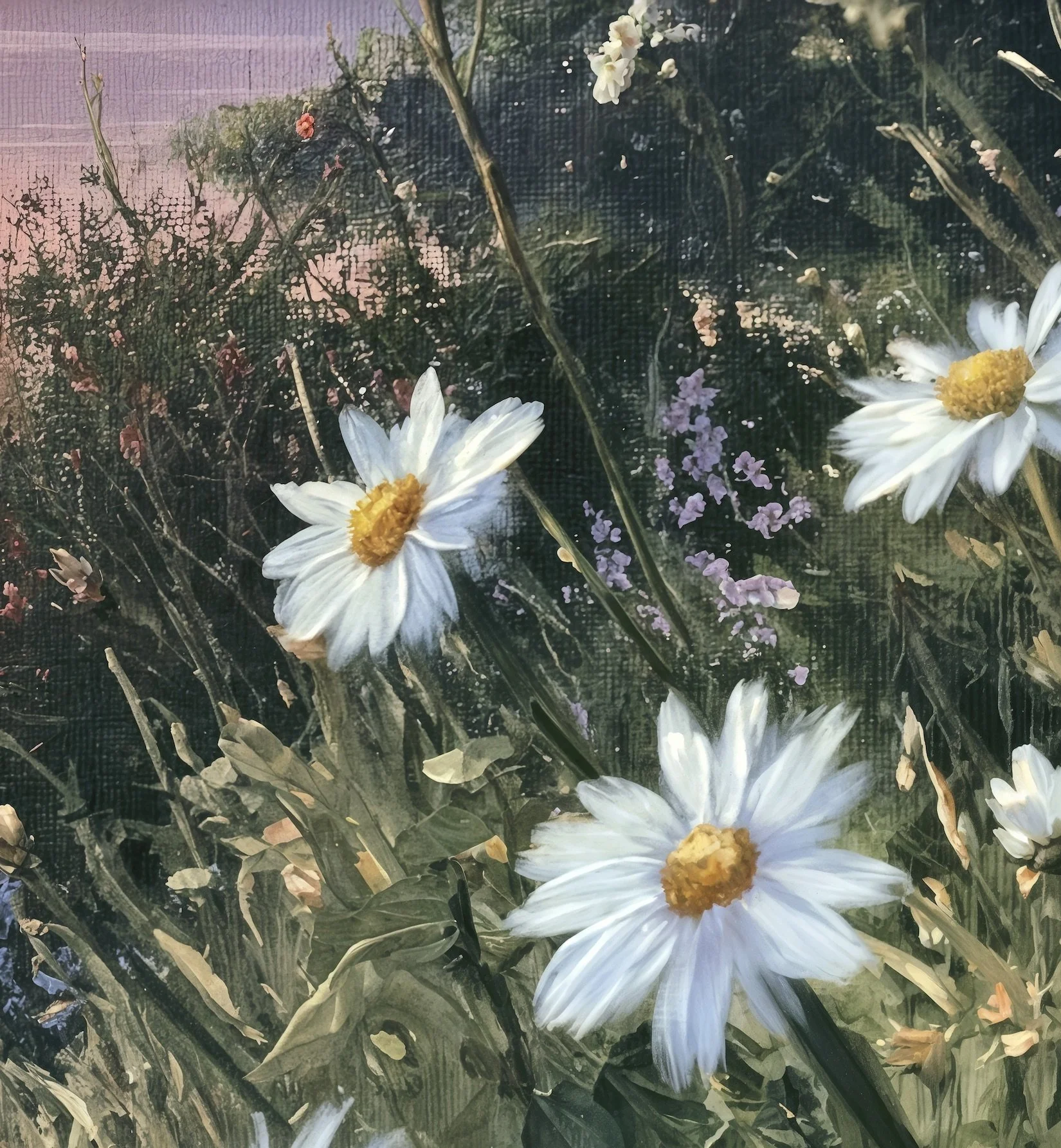 High Top Evening Daisies | Laurel River Lake Sunset Canvas
