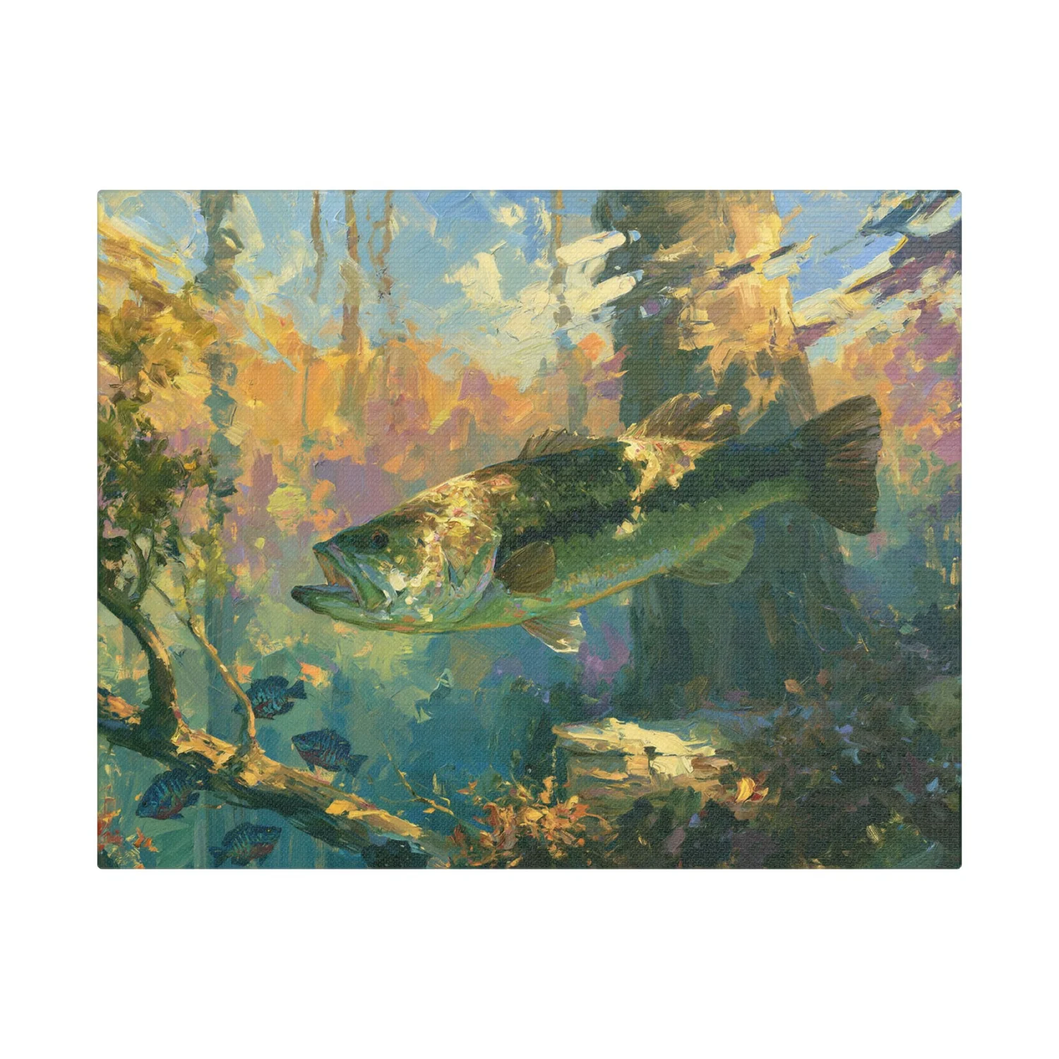Largemouth Bass in Sunlit Water canvas print