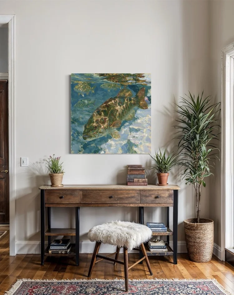 Smallmouth Bass in Clear Water ready-to-hang canvas artwork