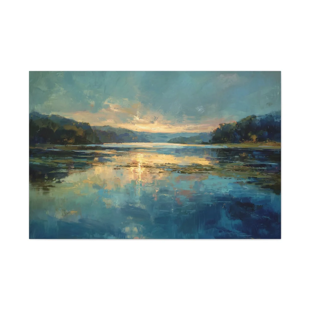 Blue-Gold Stillness Reflected Light canvas print