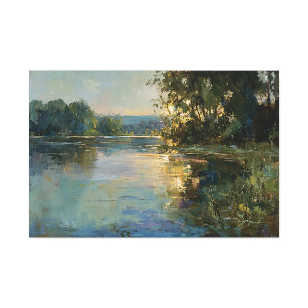 Blue Hills with Lilac Water reflected light canvas print