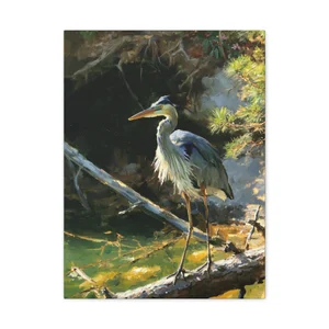 Great Blue Heron on Lake Keowee gallery-wrapped Canvas product view.