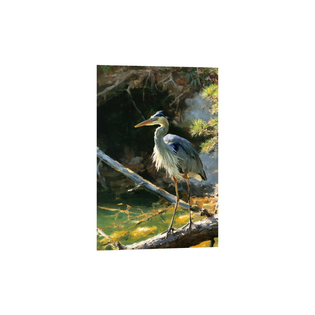 Great Blue Heron on Lake Keowee vertical wildlife giclee print