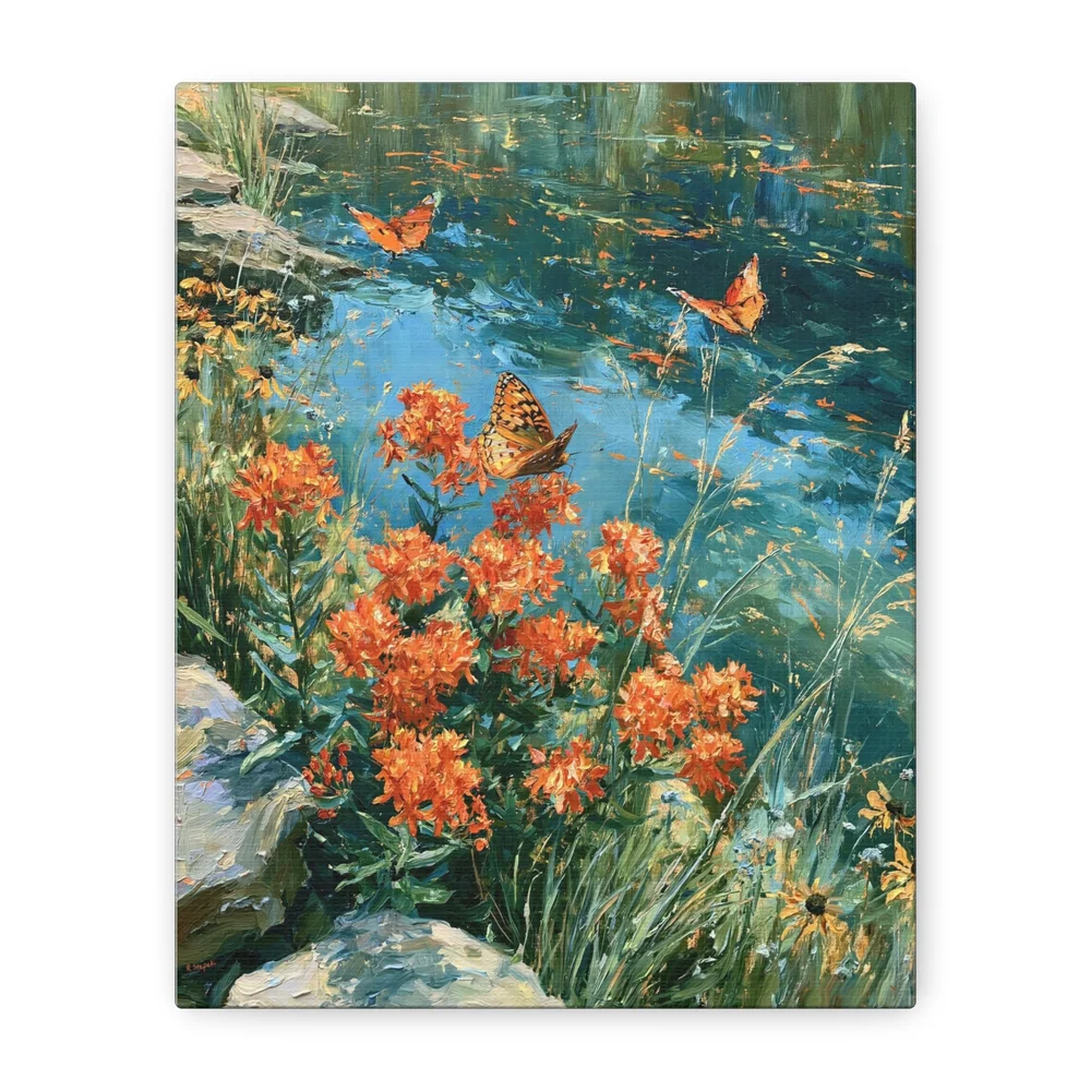 Where the Fritillaries Gather butterfly milkweed canvas print