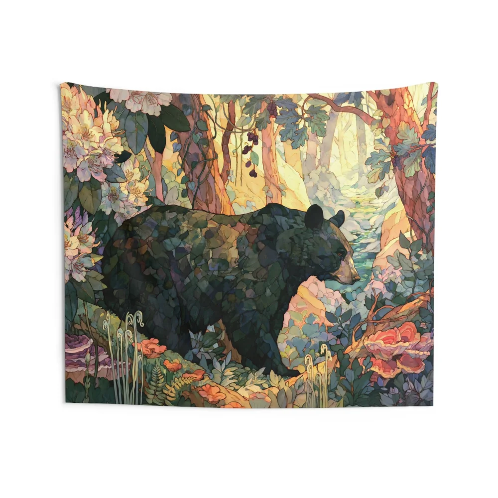 Black Bear Forest Appalachian wildlife wall tapestry product view