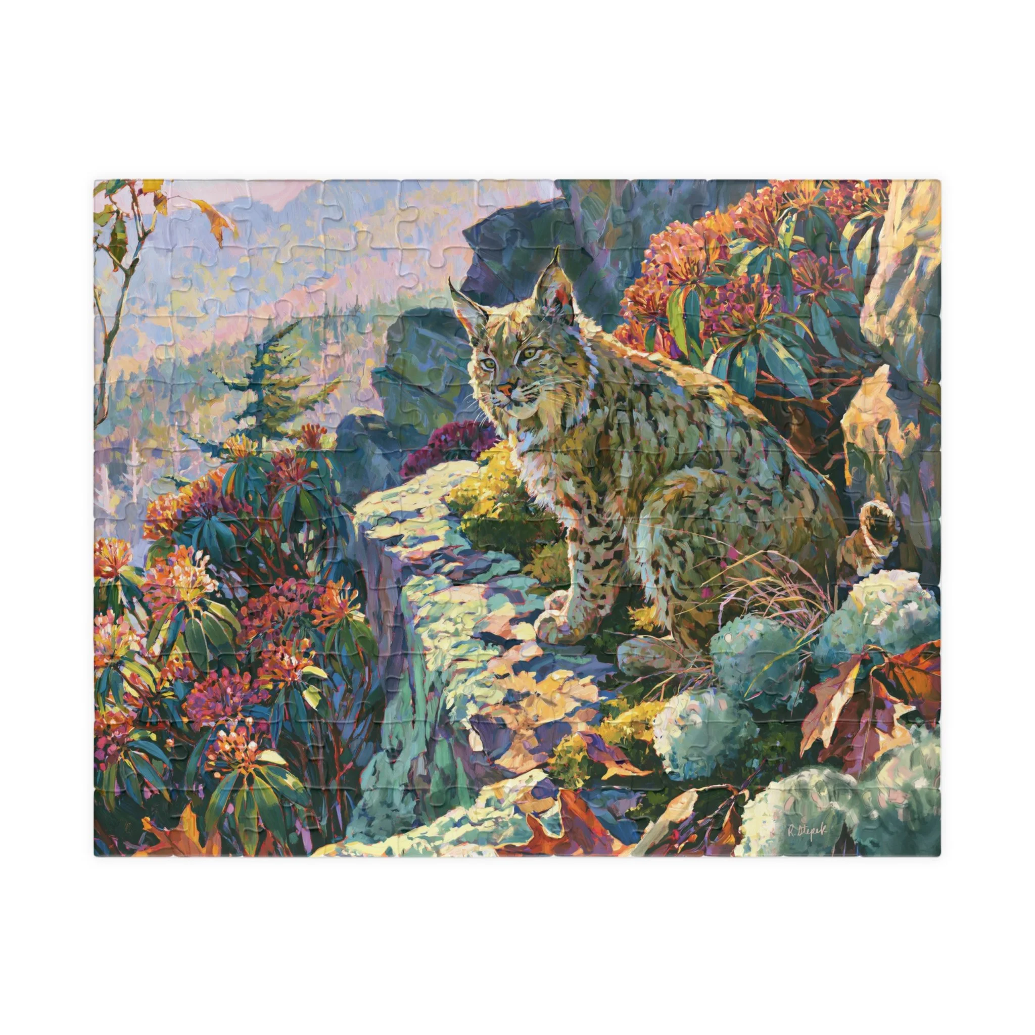 Wildcat Above the Gorge — Appalachian Bobcat Jigsaw Puzzle