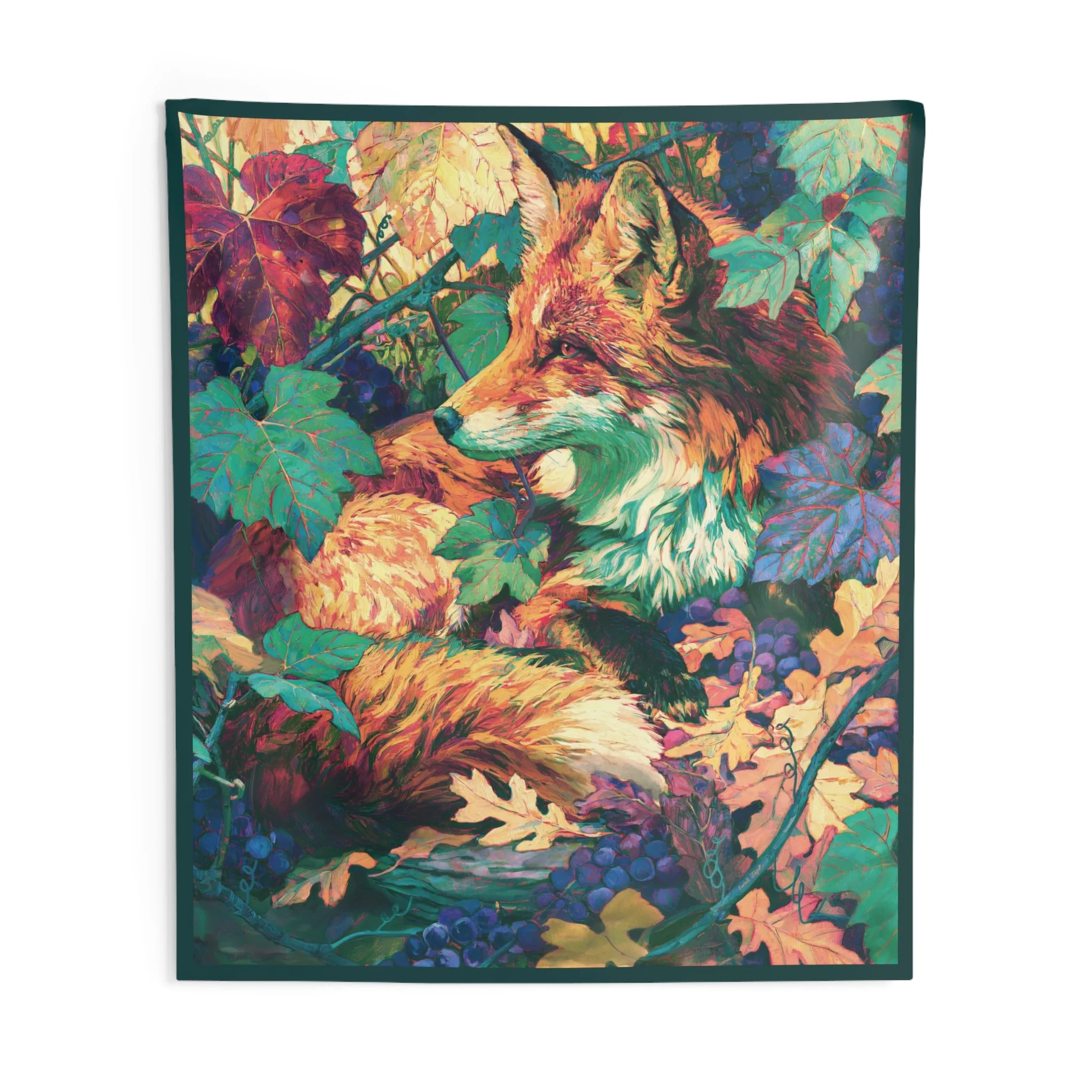 Red Fox in the Muscadine Vines — Appalachian Fox Wall Tapestry