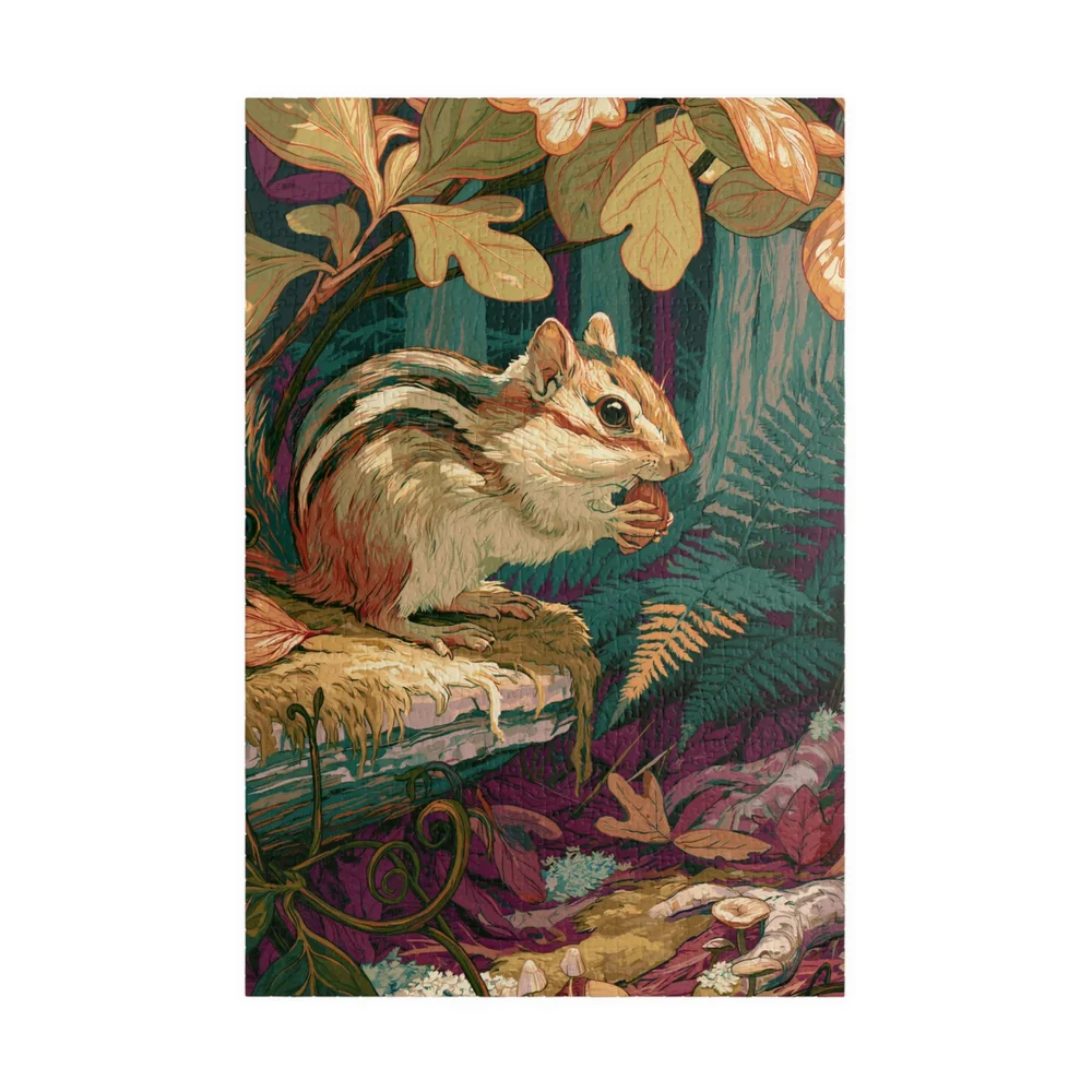 Complete Chipmunk Under the Sassafras vertical jigsaw puzzle shown against a clean white background