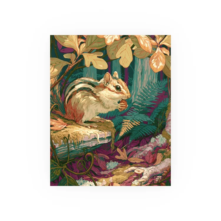 Chipmunk Under the Sassafras archival matte Art Print