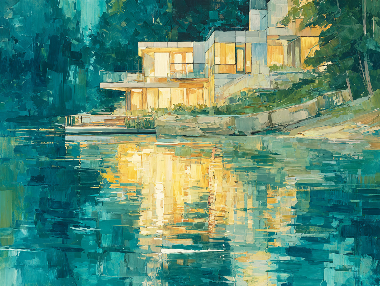 Torch Lake - Modern Golden Reflections