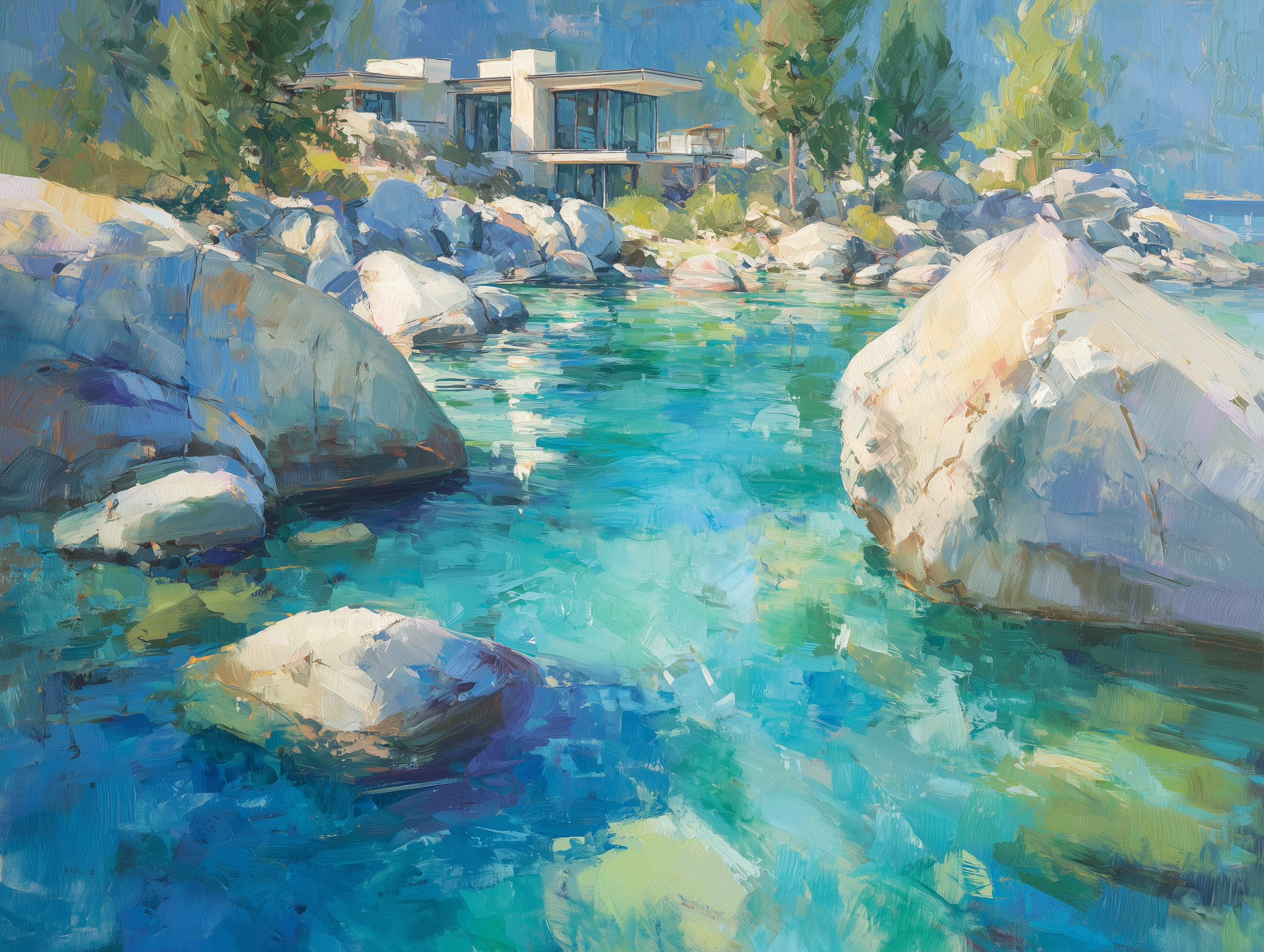 Lake Tahoe - Boulders in Clear Water 