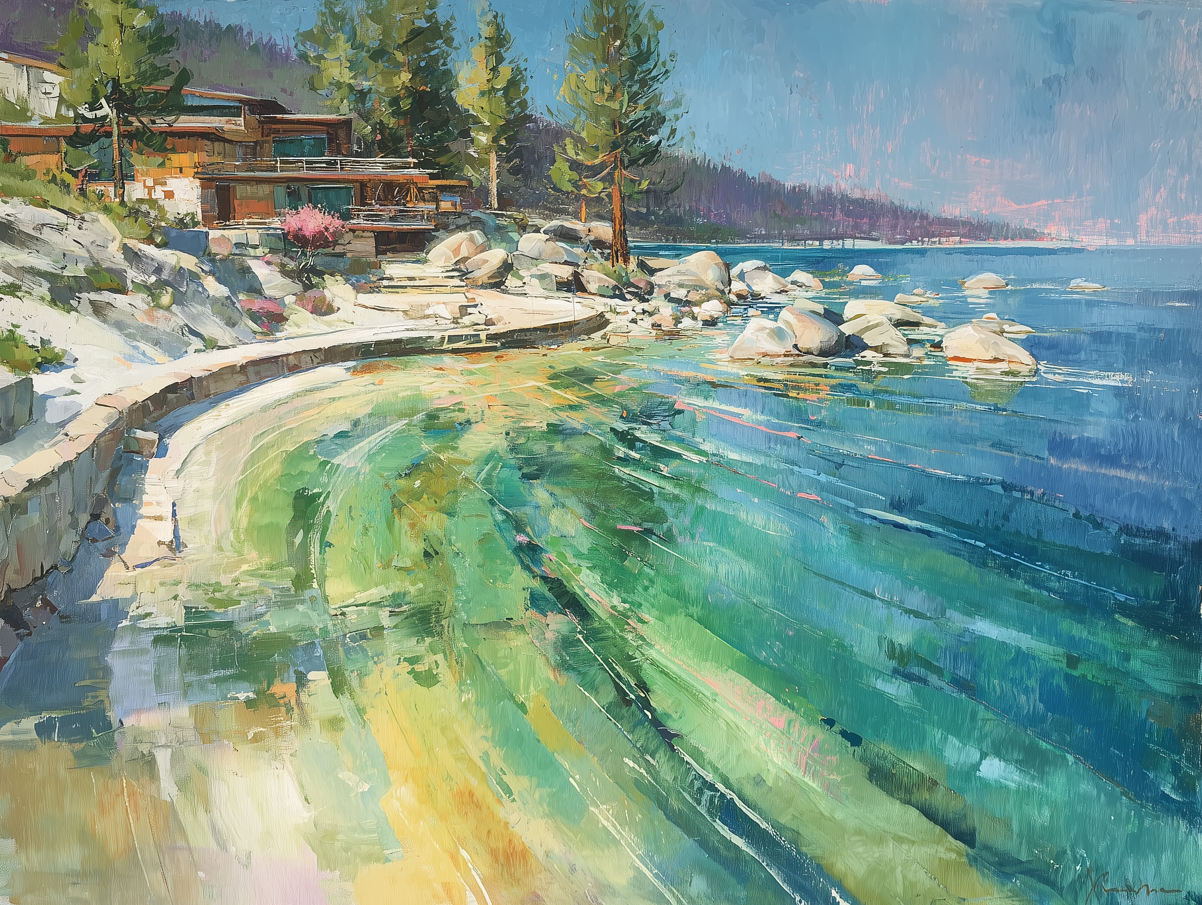 Lake Tahoe - Curving Shore, Clear Depth