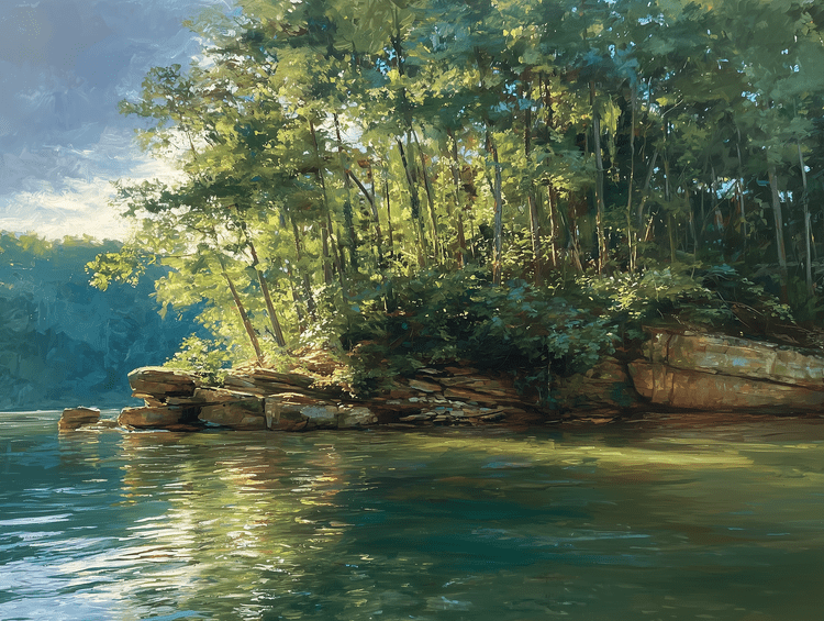 Evening Along Quiet Banks Laurel River Lake canvas print