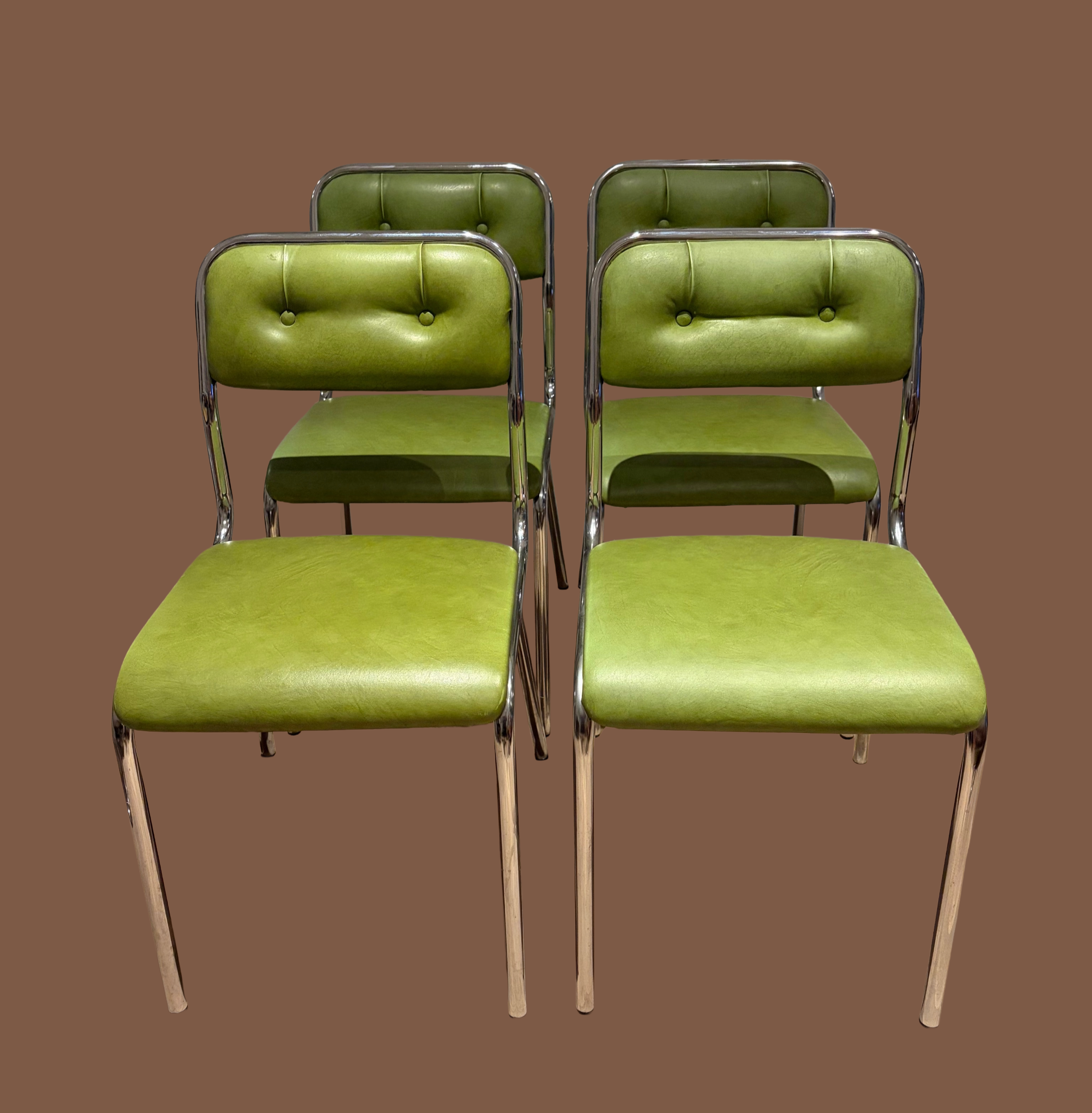 Set of Four Green Tavo Dining Chairs