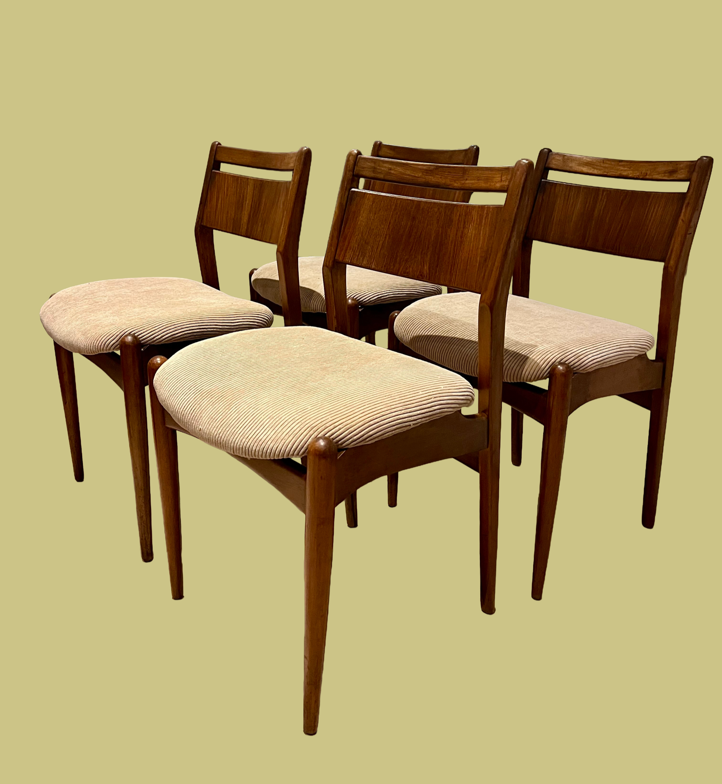 Set of Four Rosewood Corduroy Dining Chairs