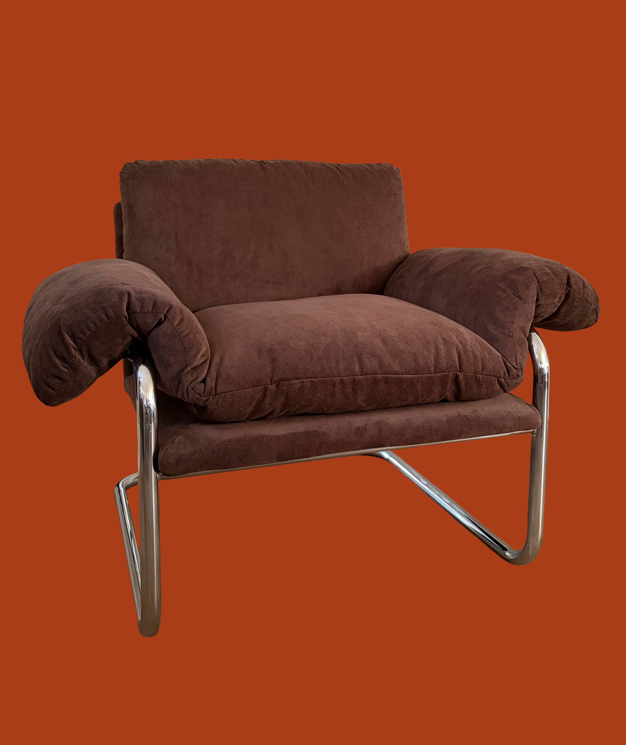 'Brera' Chrome & Chocolate Mid Century Inspired Armchair