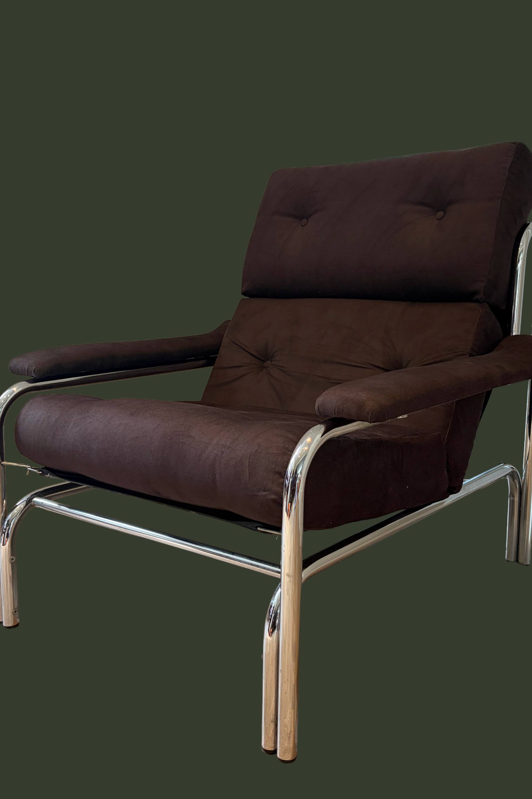 Pieff 'Alpha' Chrome Upholstered Lounge Chair