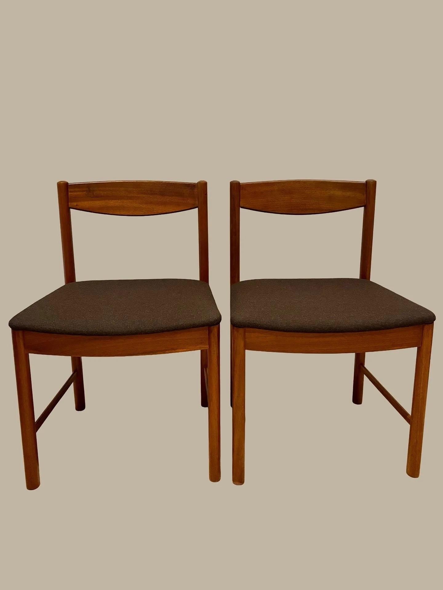 Set of Two A.H Mcintosh Solid Teak Reupholstered Dining Chairs