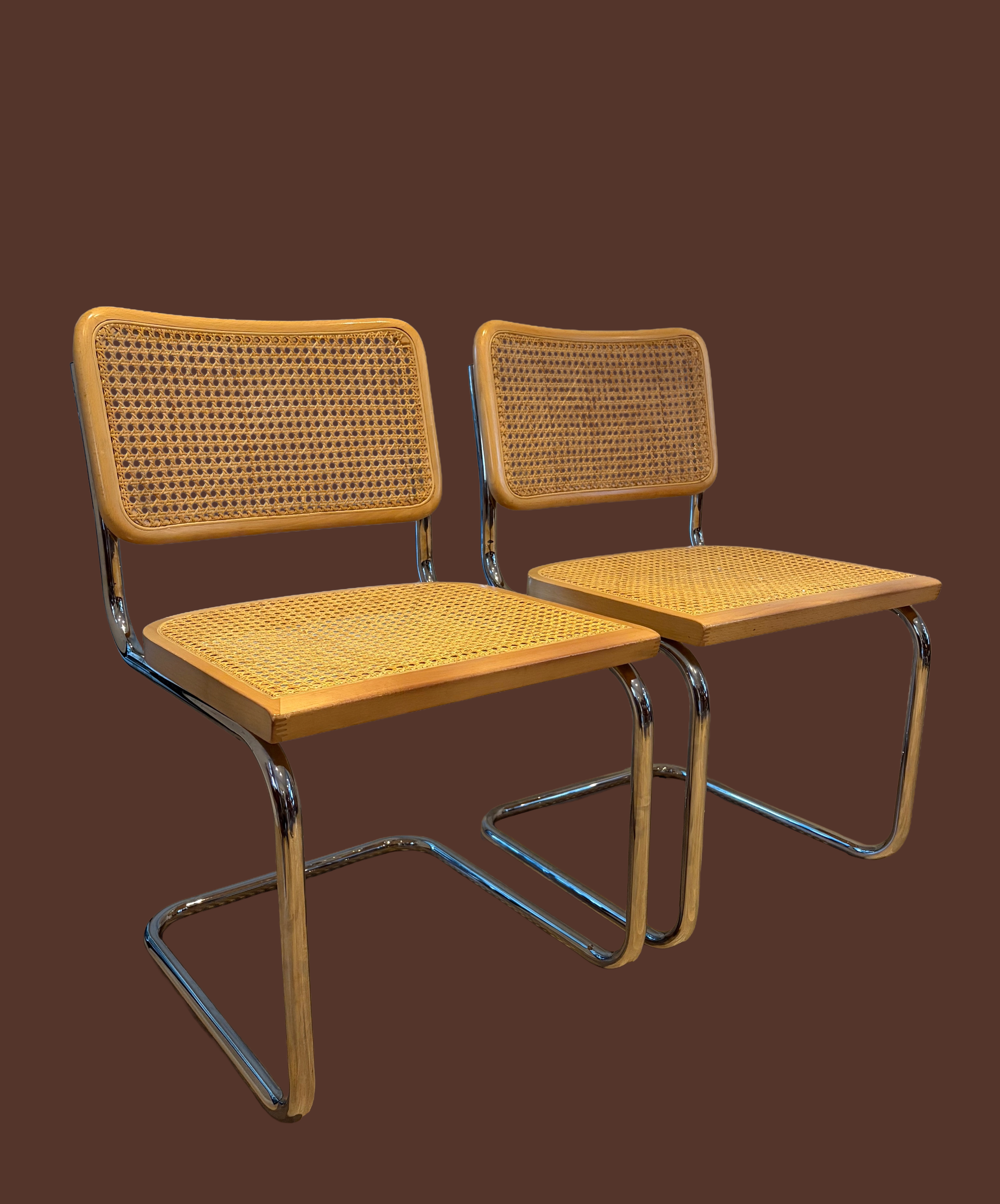 Set of Two 1980s Reproduction Cesca Dining Chairs