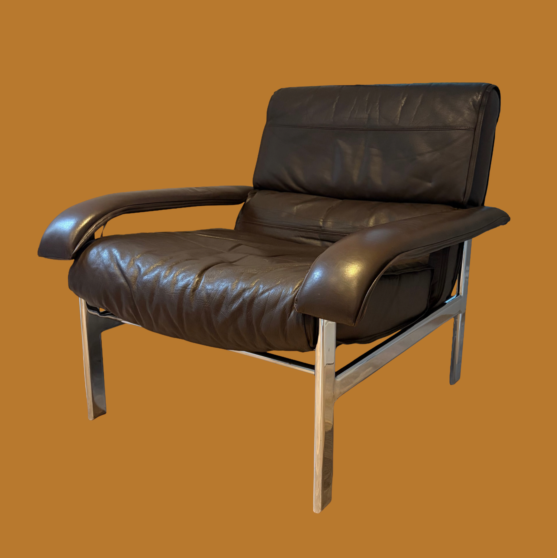 Pieff 'Gamma' Chrome and Leather Lounge Chair
