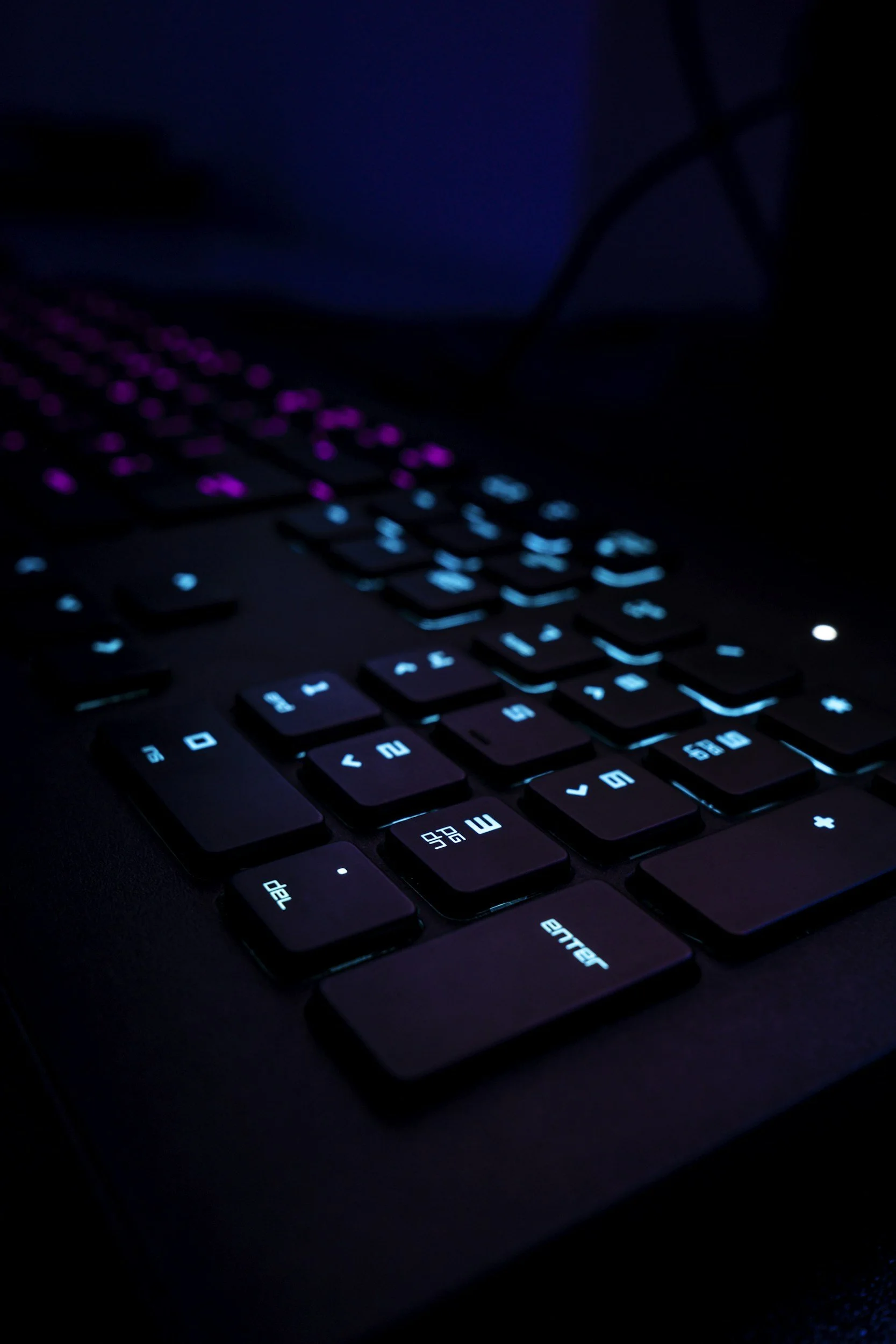 backlit black keyboard up close