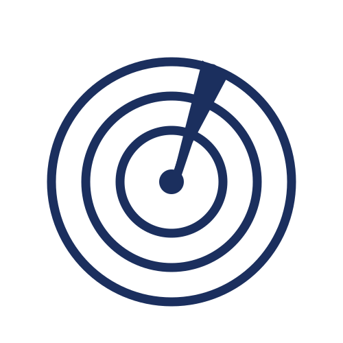 Blue target icon with an arrow hitting the bullseye.
