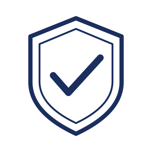 Shield icon with a checkmark inside, symbolizing security or protection.