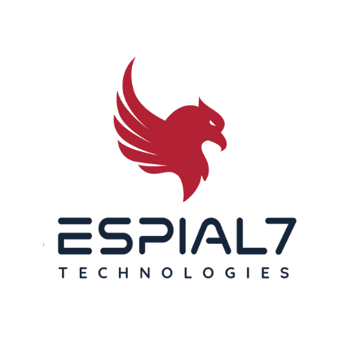 The image features a red stylized eagle with wing feathers resembling flames, above the text 'ESIAL7' in blue, and 'TECHNOLOGIES' in smaller blue letters.