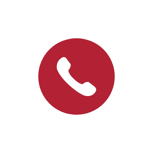 Icon of a phone receiver inside a red circle, commonly used for calling or phone communication.