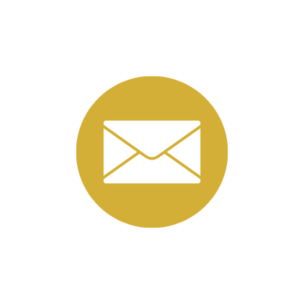 Gold circle with white envelope icon at the center, symbolizing email or messaging.