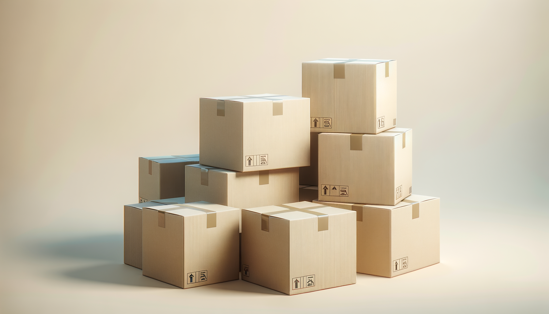 Stacked cardboard boxes on a light background.