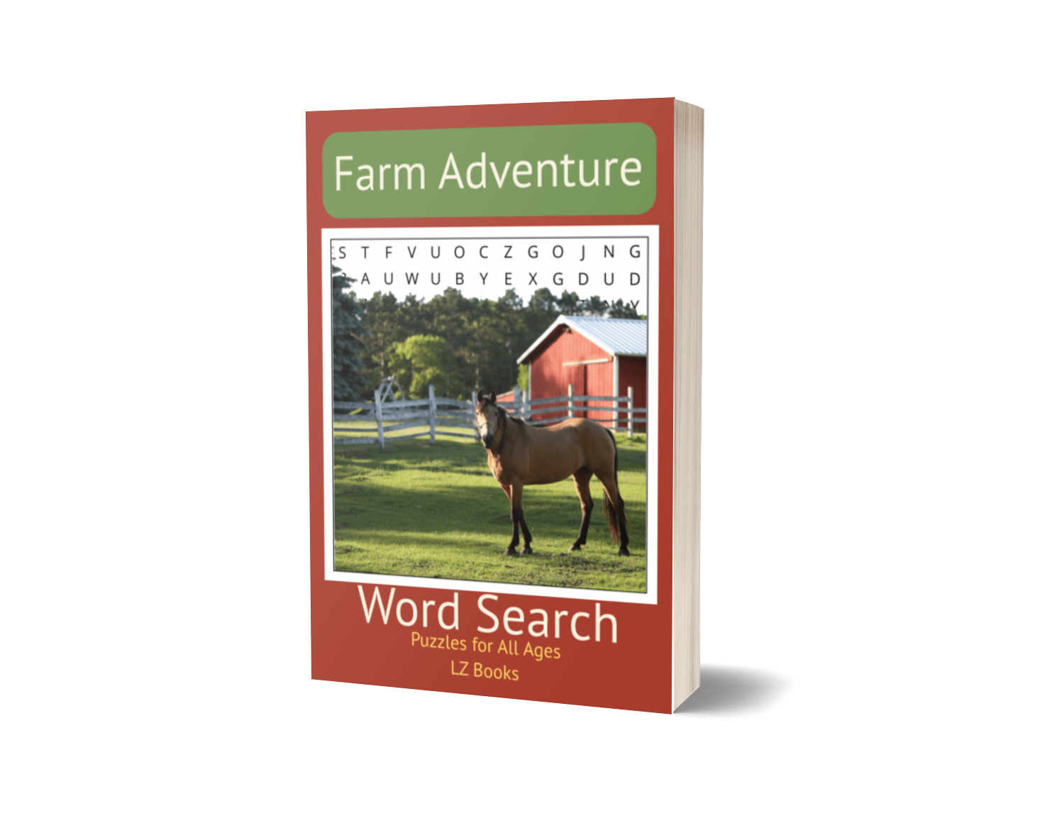 Farm Adventure Word Search Book Cover, Large Print — LZ Books