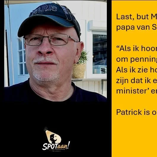 Last, but MOST definitely NOT least! De SPOT aan op onze Patrick, de penningmeester van Theater SPOTaan! en papa van Steffi, onze secretaris.

&ldquo;Als ik hoorde hoe Steffi altijd zo enthousiast bezig was met de oprichting van Theater SPOTaan! en z