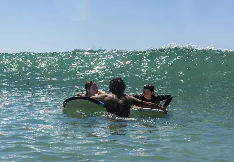 two girls in surf lesson in sayulita - marea surf school