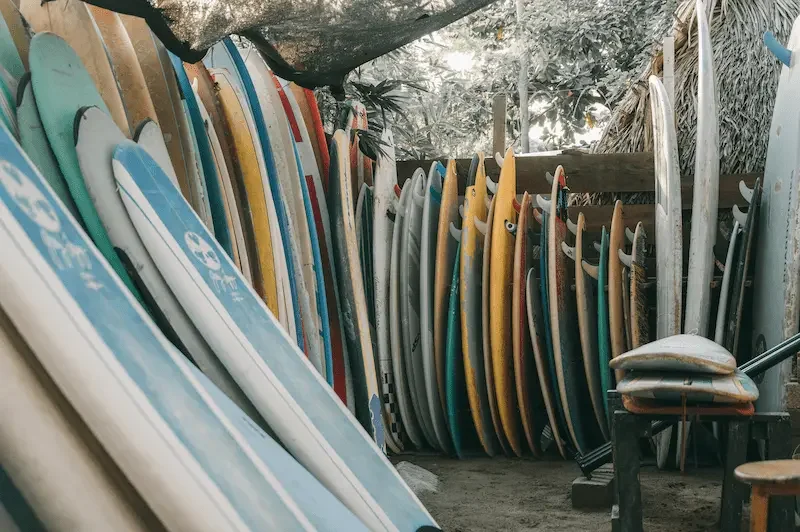 surf equipment storage Marea Surf School Sayulita Mexico