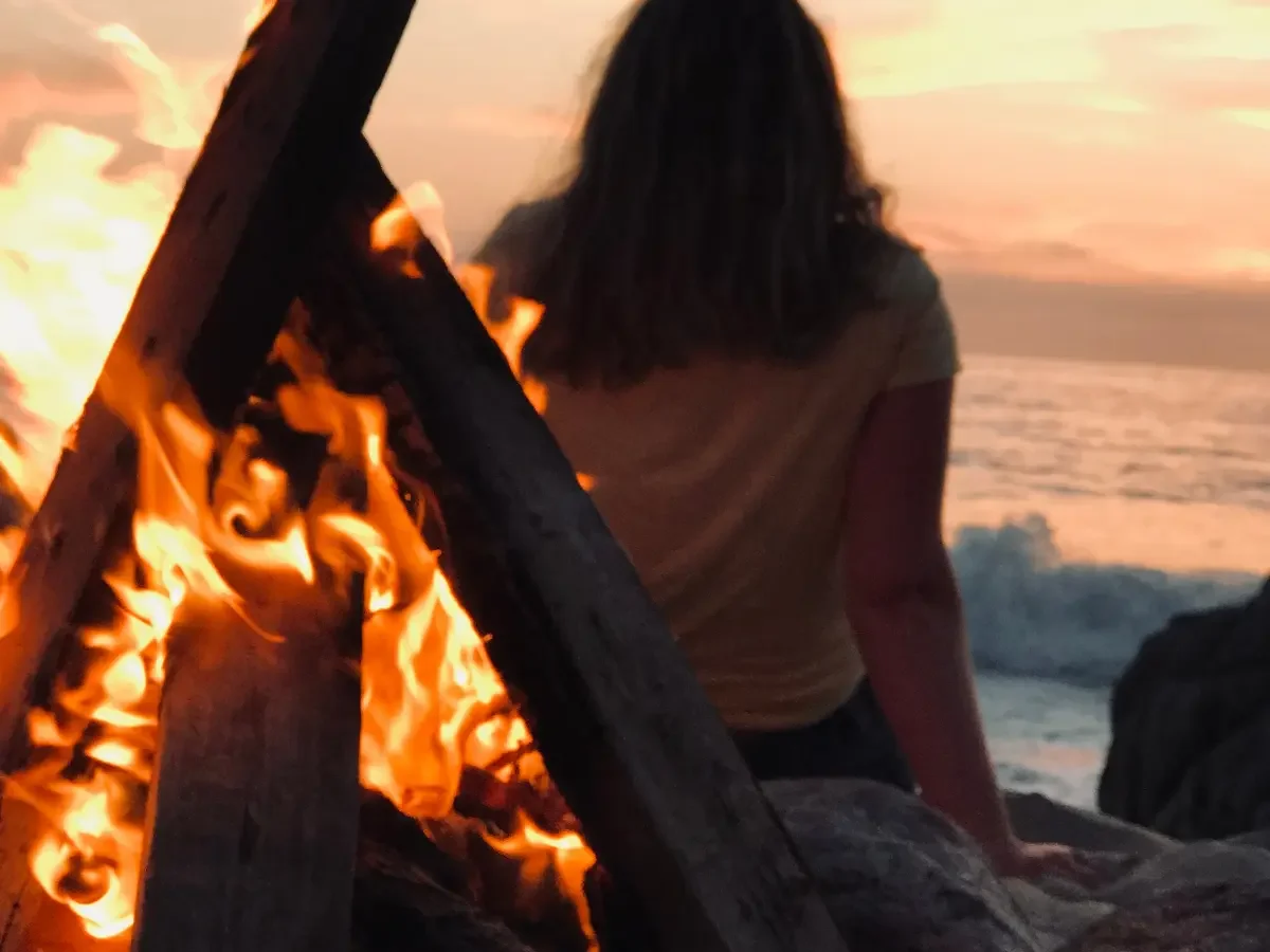 sunset bonfire secluded beach Sayulita Mexico
