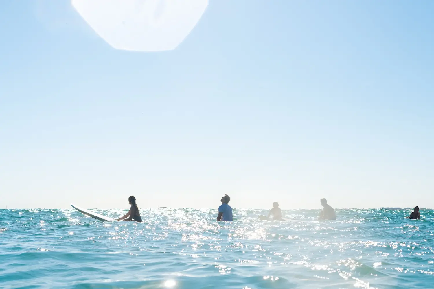 group of surfers in water Bahia surf trip Punta de Mita — Marea Surf School