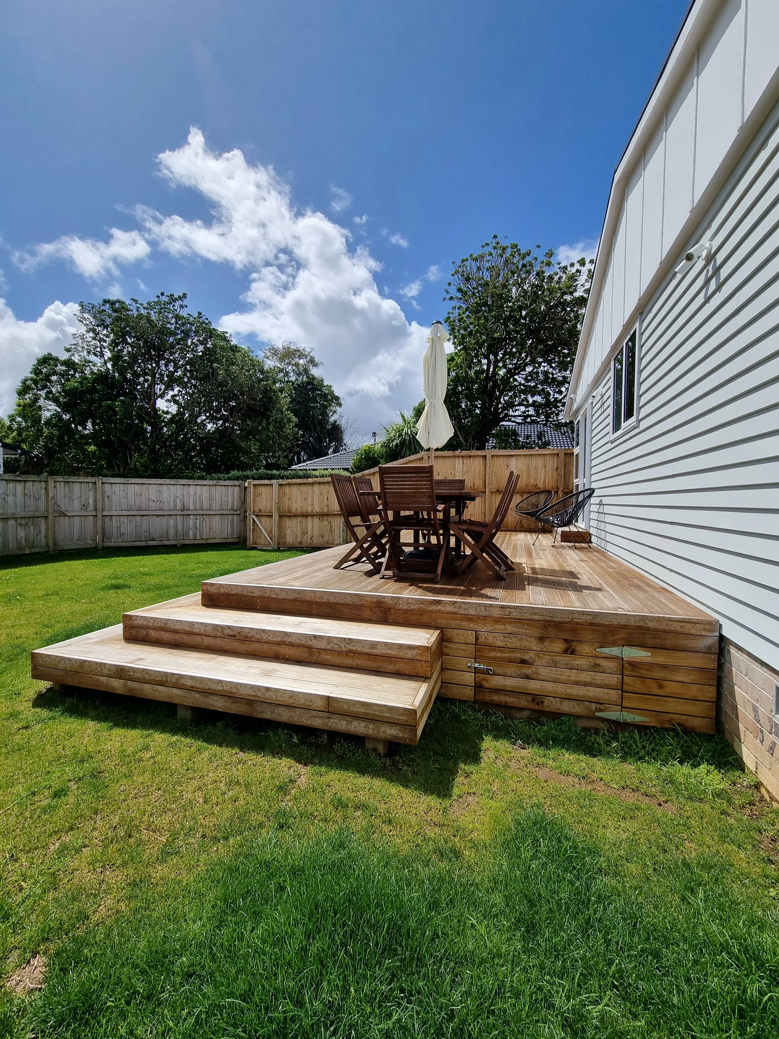 Custom built pine deck