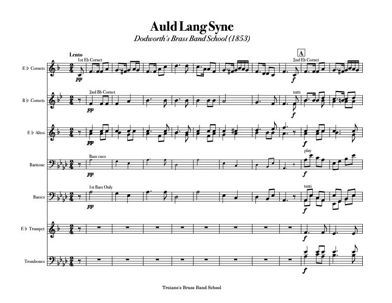 Auld Lang Syne from Dodworth's Brass Band School (1853)