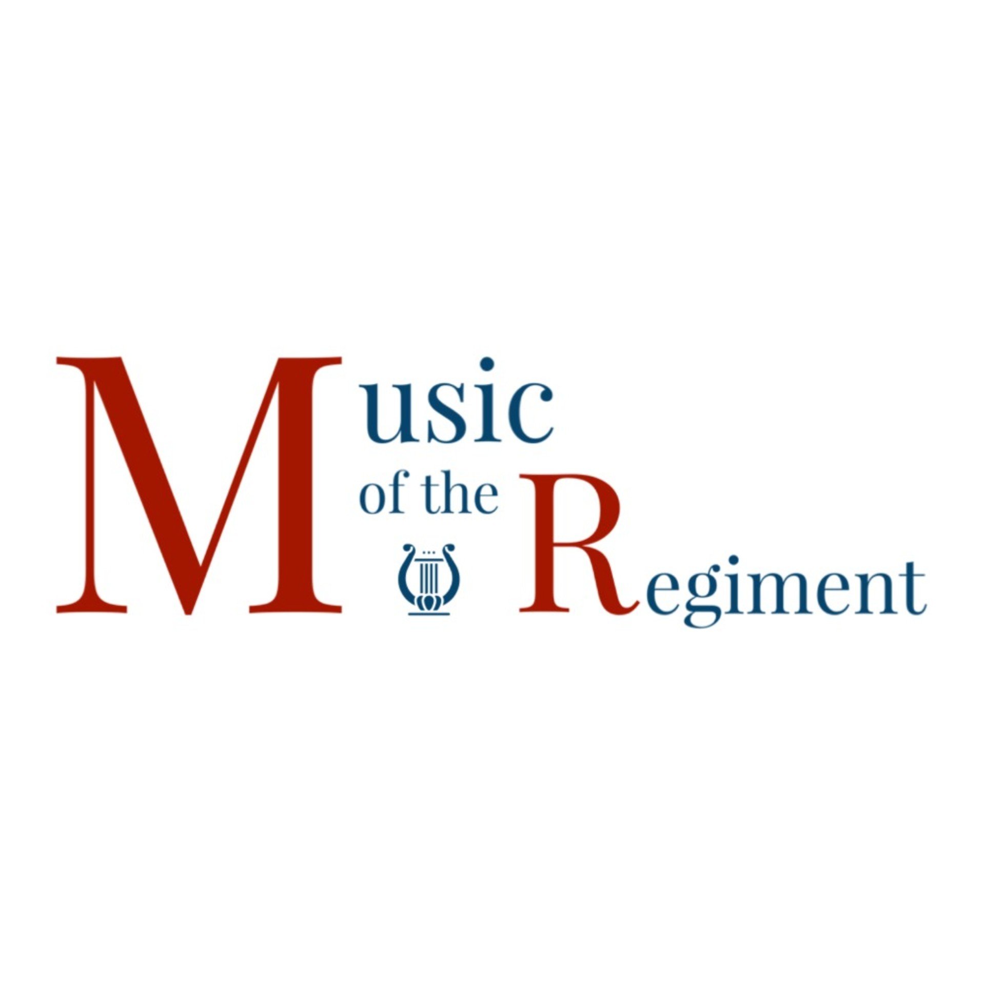 Graphic design featuring the text 'Music of the Regiment' with a large red 'M' and 'R' in the words.