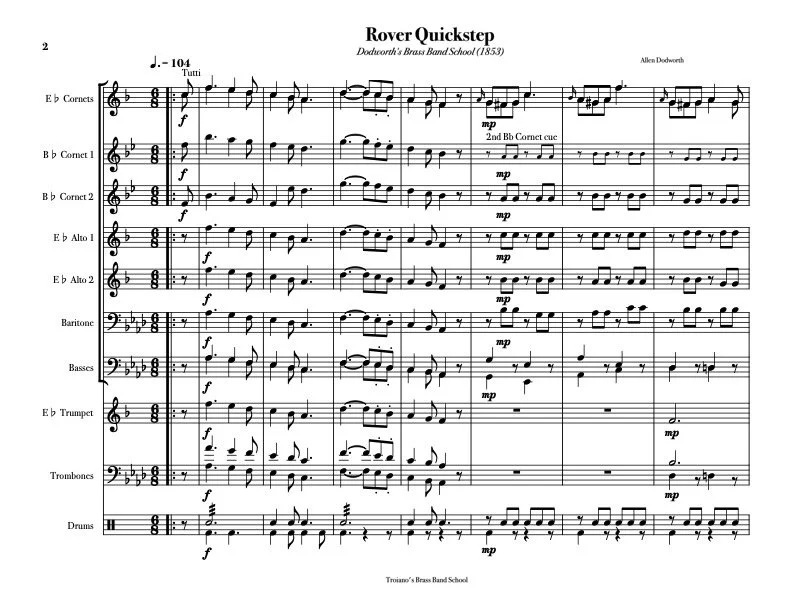 Rover Quickstep from Dodworth's Brass Band School (1853)