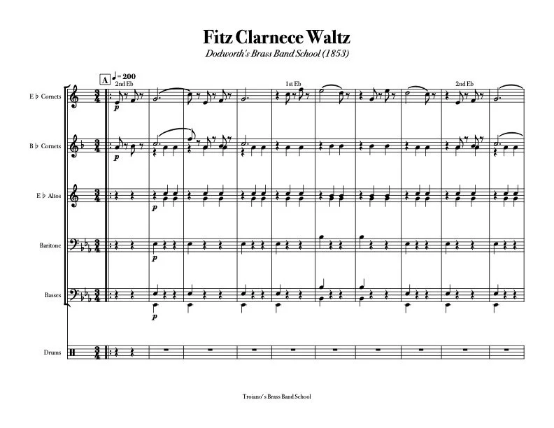 Fitz Clarence Waltz from Dodworth's Brass Band School (1853)